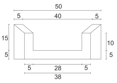Korytko Skarpowe Trapezowe 38x50x50 cm - rzut pionowy 1
