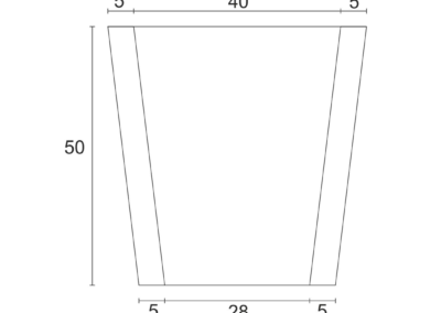 Korytko Skarpowe Trapezowe 38x50x50 cm - rzut poziomy